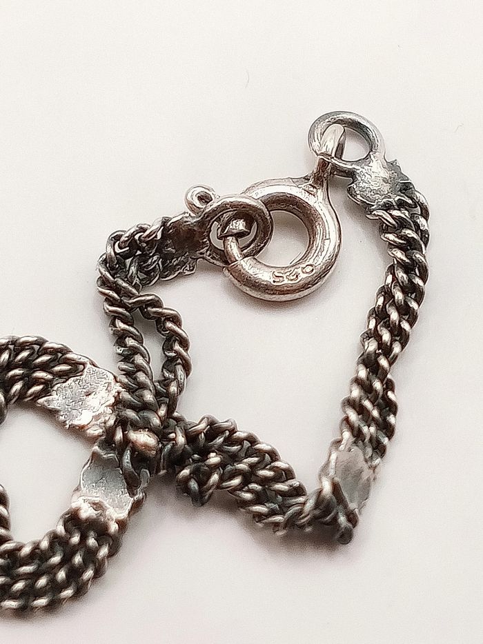 Collana argento 925 vintage antica stile art decò ciondolo onice e marcasiti - photo numéro 7