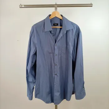 Chemise homme Hugo Boss bleue classique manches longues taille XL élégante A1481