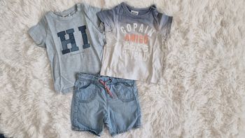 Ensemble Tape à l'Œil 2 t-shirts et 1 short en jean 9 mois