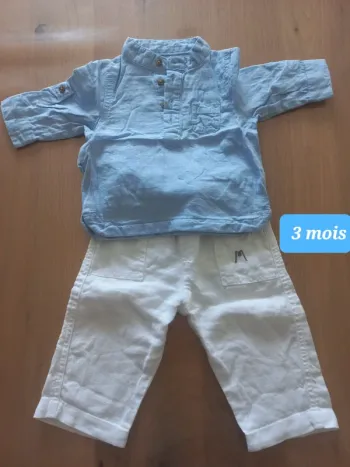 Ensemble chemise et pantalon lin 3 mois