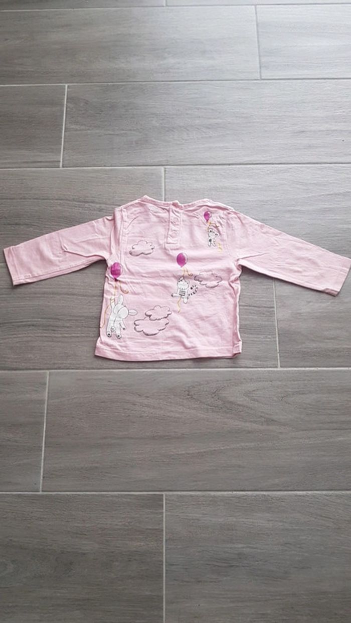 T-shirt rose manches longues doré Kiabi 12 mois - photo numéro 3