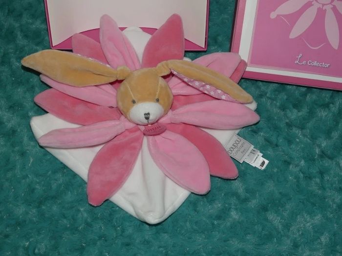 Doudou plat lapin rose blanc Doudou et compagnie 🐰Neuf - photo numéro 3