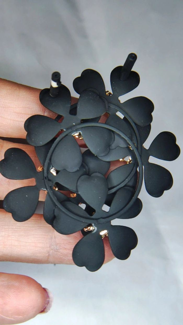 Boucles d'oreilles noires mat - photo numéro 7