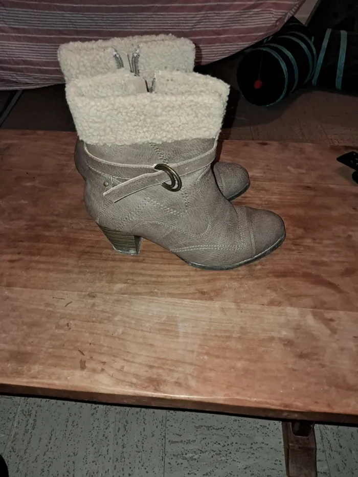 Bottines à tallons beiges foncées - photo numéro 4