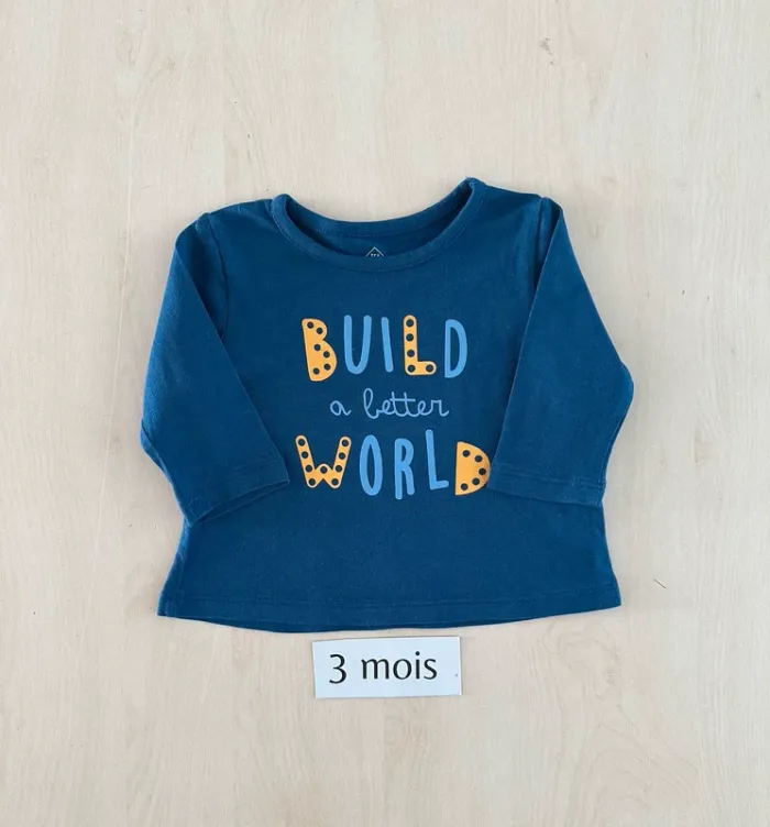 Haut + gilet bleu garçon tex 3 mois - photo numéro 2