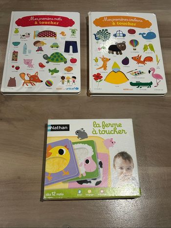 Lot de 2 Livres mes premiers mots, mes premières couleurs et jeu la ferme du toucher