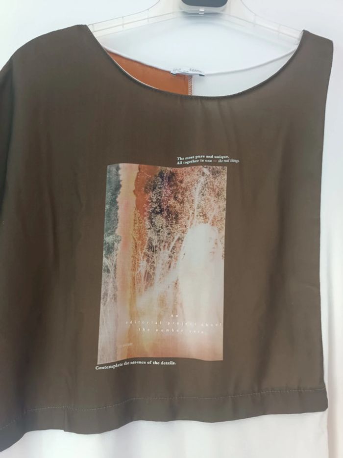 Blouse fluide bicolore imprimé photo - photo numéro 2