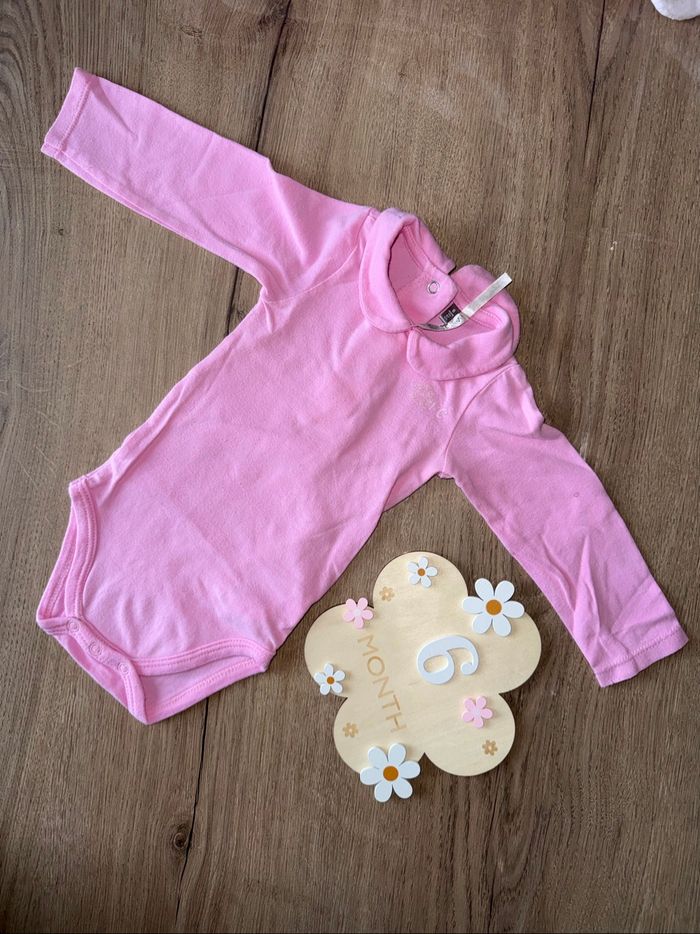 Body manche longue petit bateau et orchestra jaune et rose 6 mois - photo numéro 3