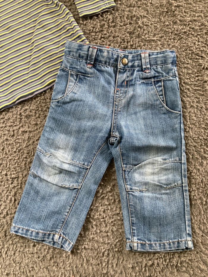 Ensemble teeshirt ML et jean 12 mois - photo numéro 2