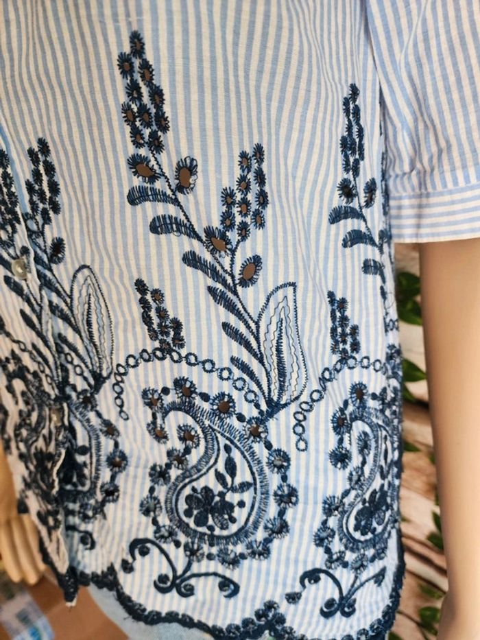 🌸Blouse rayée floral 100% coton Version Feminin Taille 36🌸 - photo numéro 3
