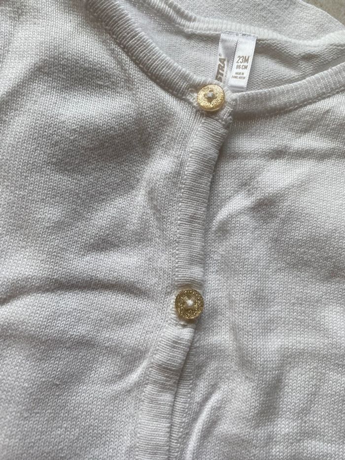 Lot de 2 gilets cardigans blanc fille 23 mois - photo numéro 4