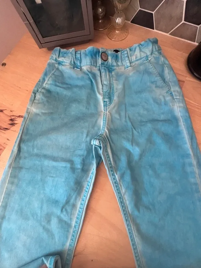 Pantalon Slim motif léger tie & Die turquoise • Ikks • 10 ans - photo numéro 4