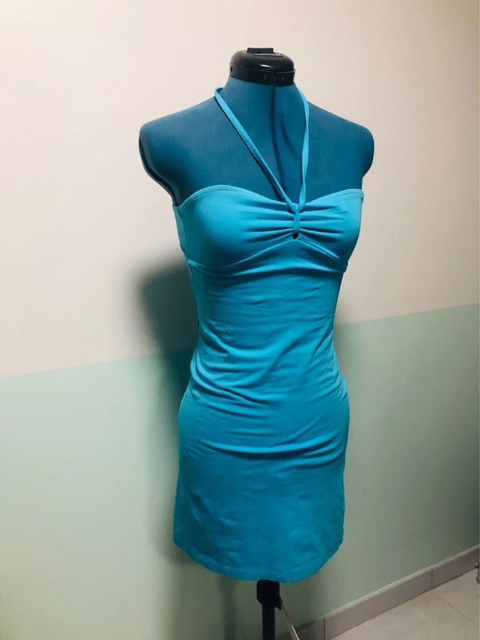 Robe bustier bleu turquoise moulante sexy plage 34 xs - photo numéro 2