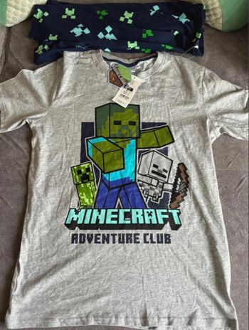 Ensemble t-shirt avec short Minecraft Adventure Club taille 164 14 ans Neuf BW