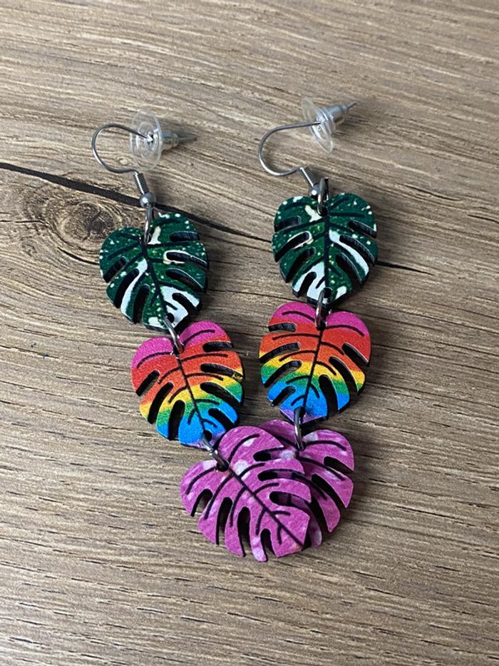 Paire de boucles d’oreille bois - photo numéro 3