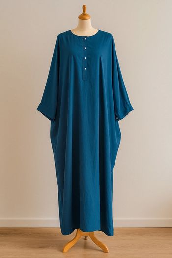 Abaya bleu roi fluide – manches papillon