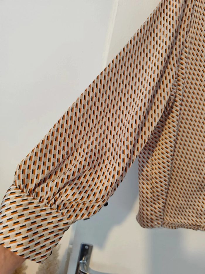 Chemise satinée à motifs beige/moutarde taille XL Zara - photo numéro 5