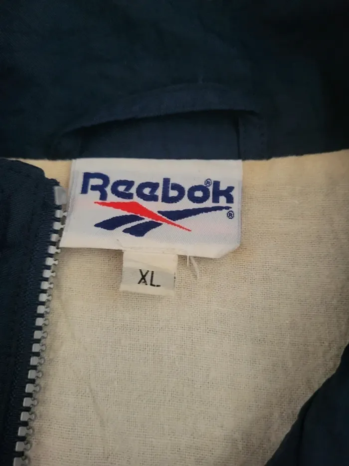 Veste / Track Jacket Reebok vintage bleue marine logo brodé 100% coton - XL - photo numéro 11