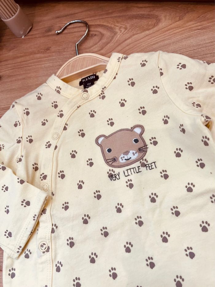 Taille 6 mois pyjama fin garçon Kiabi jaune pâle * pattes d’ours * 💙 - photo numéro 2