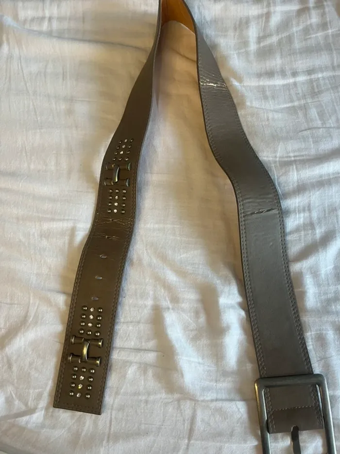 🔹 Ceinture large marron cloutée – Style rétro 🔹 - photo numéro 2