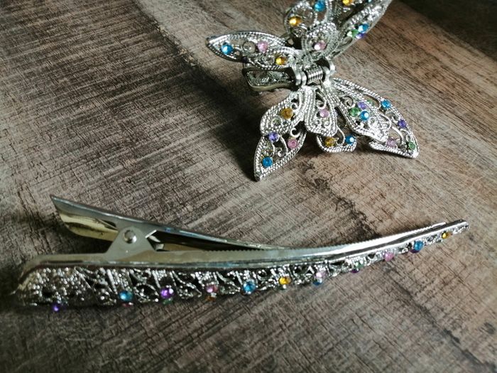 2 pince à cheveux vintage argente - photo numéro 2