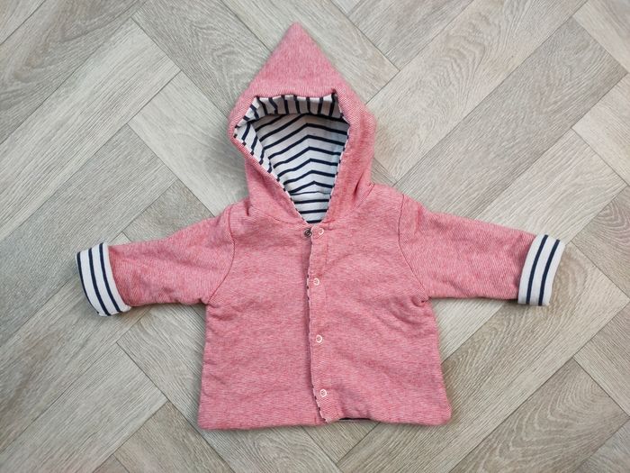 Gilet veste réversible rayée Petit Bateau 3 mois unisexe - photo numéro 3