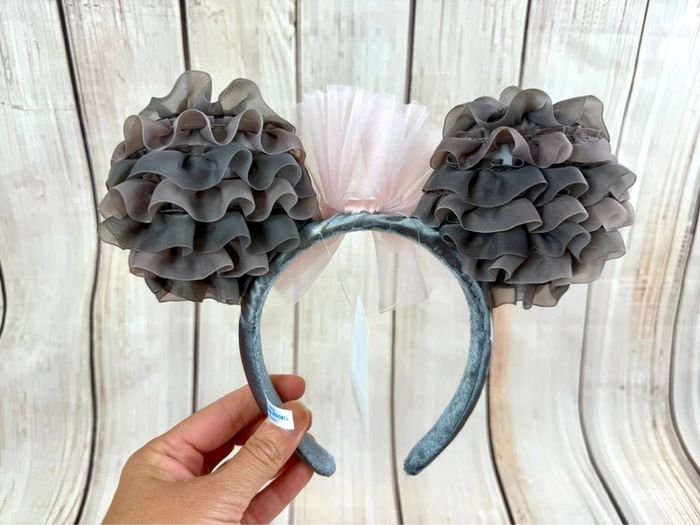 (serre tête) oreilles de Minnie nouveauté 2025 modèle froufrou organza marron rose Tokyo Disneyland - photo numéro 6
