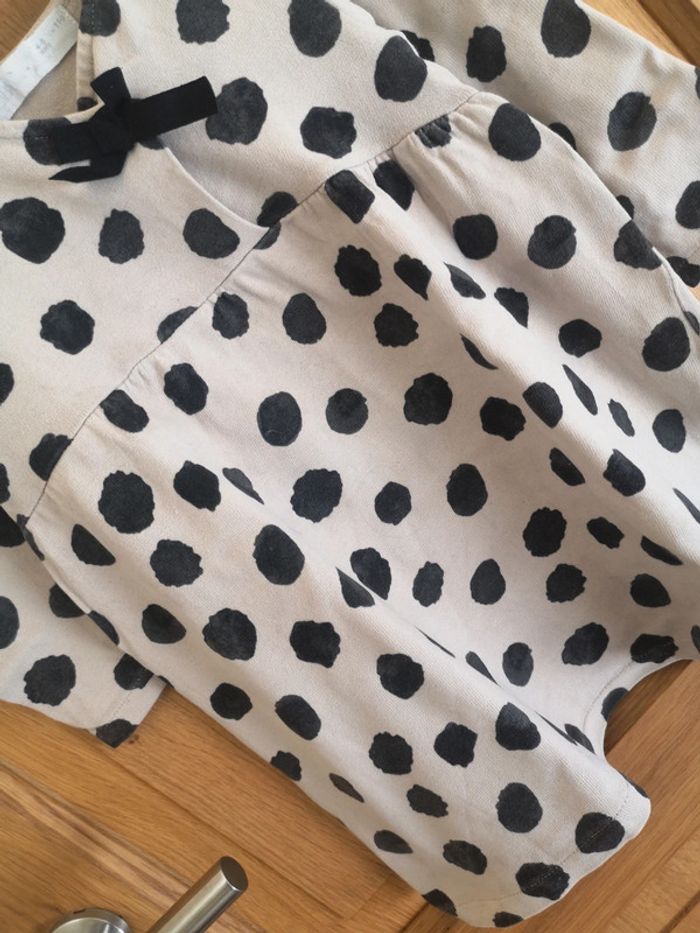 Robe courte en vieux rose à pois noir Zara 5 ans - photo numéro 4