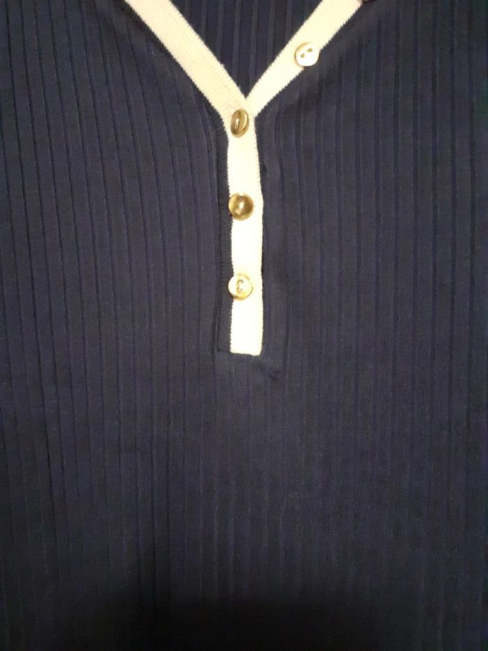 Tee-shirt  bleu Marine/crème 42/44 - photo numéro 6