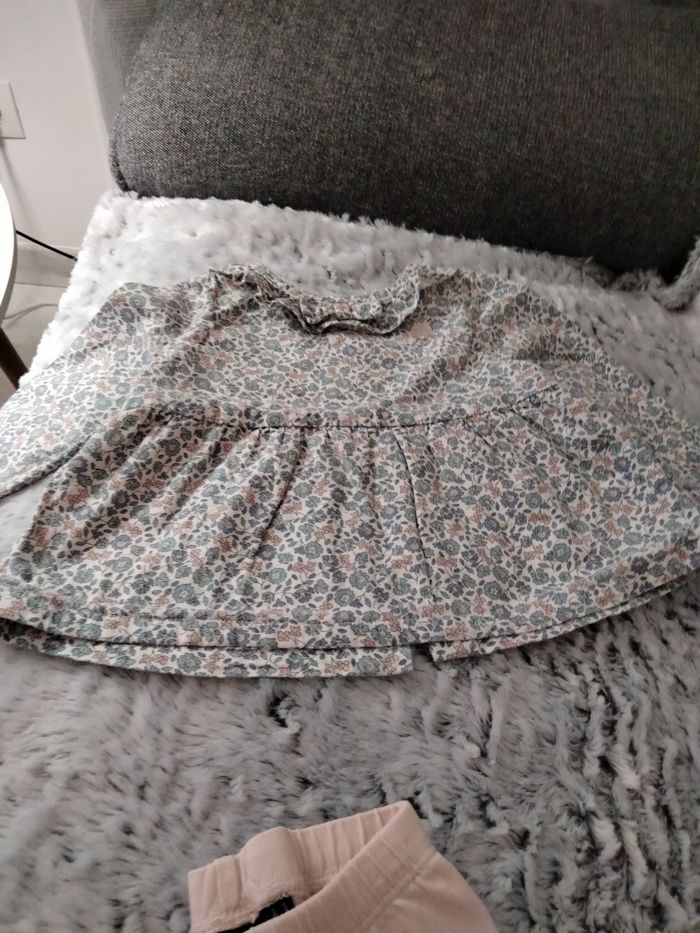 Chemise tunique bébé fille a fleurs hiver