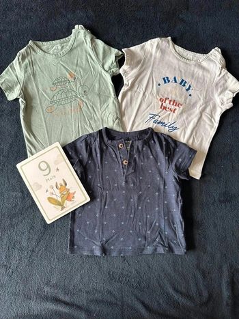 Lot 3 t-shirts manches courtes 9 mois