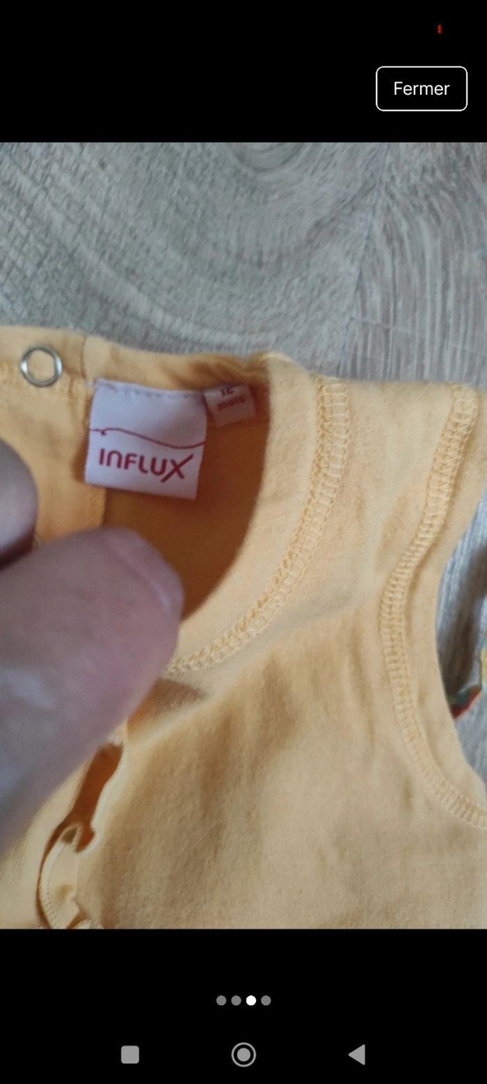 Lot ensemble short et débardeur fille 12 mois jaune et orange - photo numéro 3
