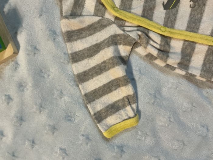 pyjama grenouillère en velours rayé gris et blanc ouverture devant 1 mois orchestra - photo numéro 7