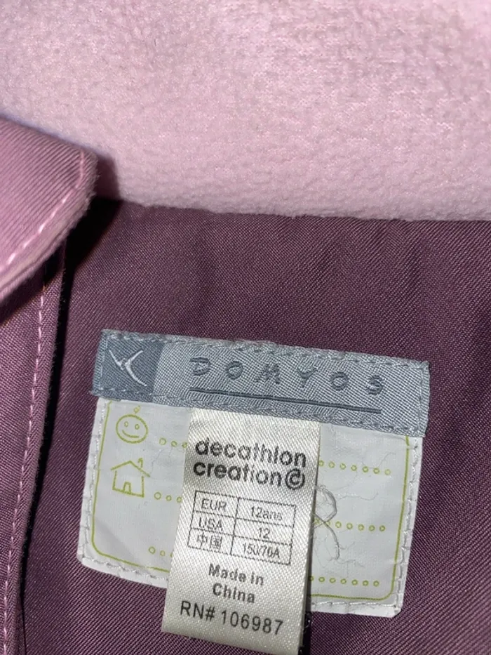 Anorak parka rembourré mauve Décathlon taille 12 ans - n83m - photo numéro 6