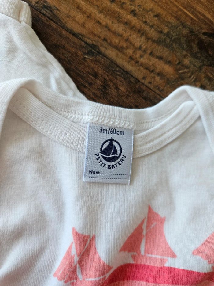 Bodie manches courtes Petit Bateau 3mois bébé fille - photo numéro 3