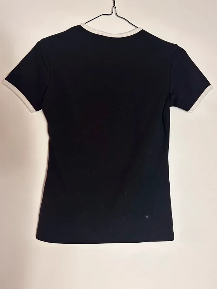 T short manches courtes courrèges noir blanc - photo numéro 3