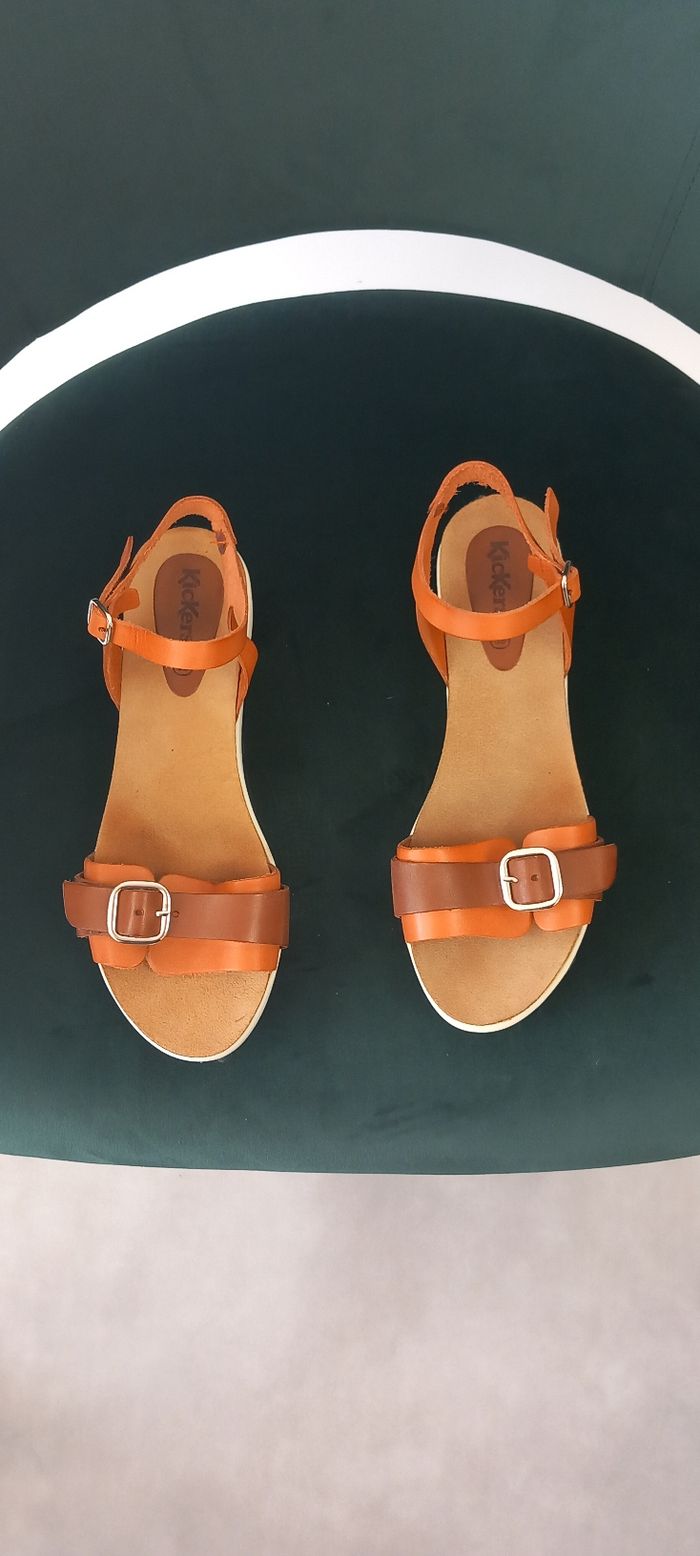 Sandale kickers orange et marron - photo numéro 3