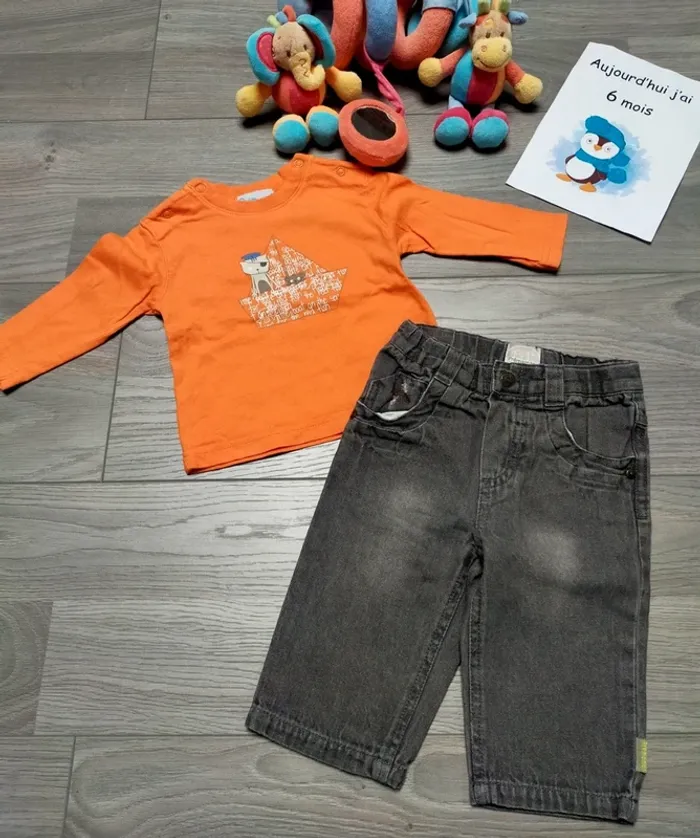 Ensemble t-shirt et jean bébé garçon 6 mois Prémaman