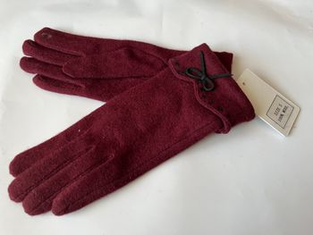 Gants tactiles en laine bordeaux taille S