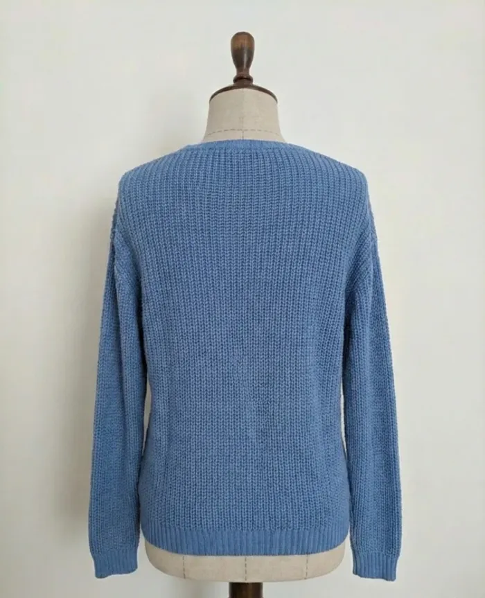 Pull bleu maille torsadée – Cache Cache – Taille S - photo numéro 2