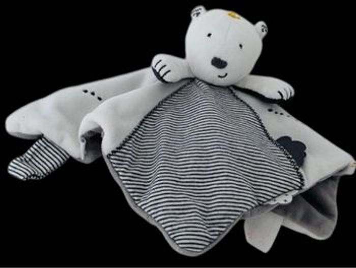 ❤️B5287 Doudou Plat Ours Sam Couronne Blanc Bleu Noukie's Noukies - photo numéro 3