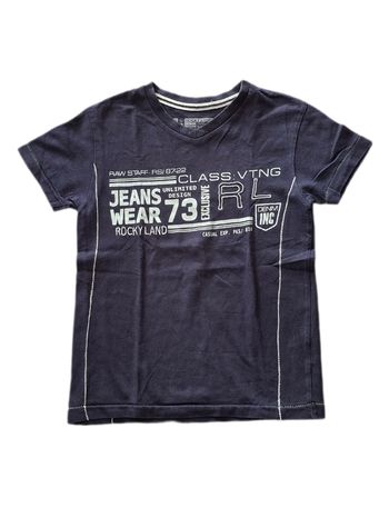 Tee-shirt bleu marine imprimé denim