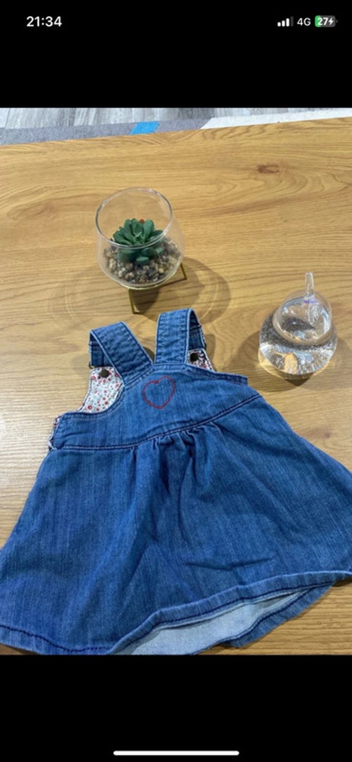 🤍belle petite robe salopette en denim bebe fille 3 mois 🤍 - photo numéro 2
