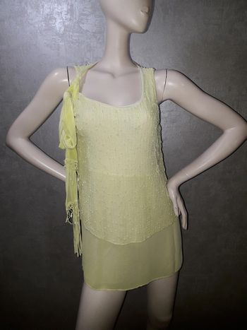 robe courte jaune voile et maille fine taille 38/40