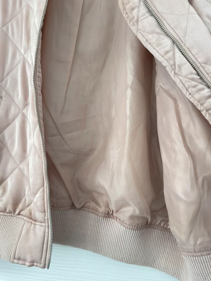 Bomber veste rose poudrée matelassée coupe-vent avec fermeture éclair et poches - photo numéro 6