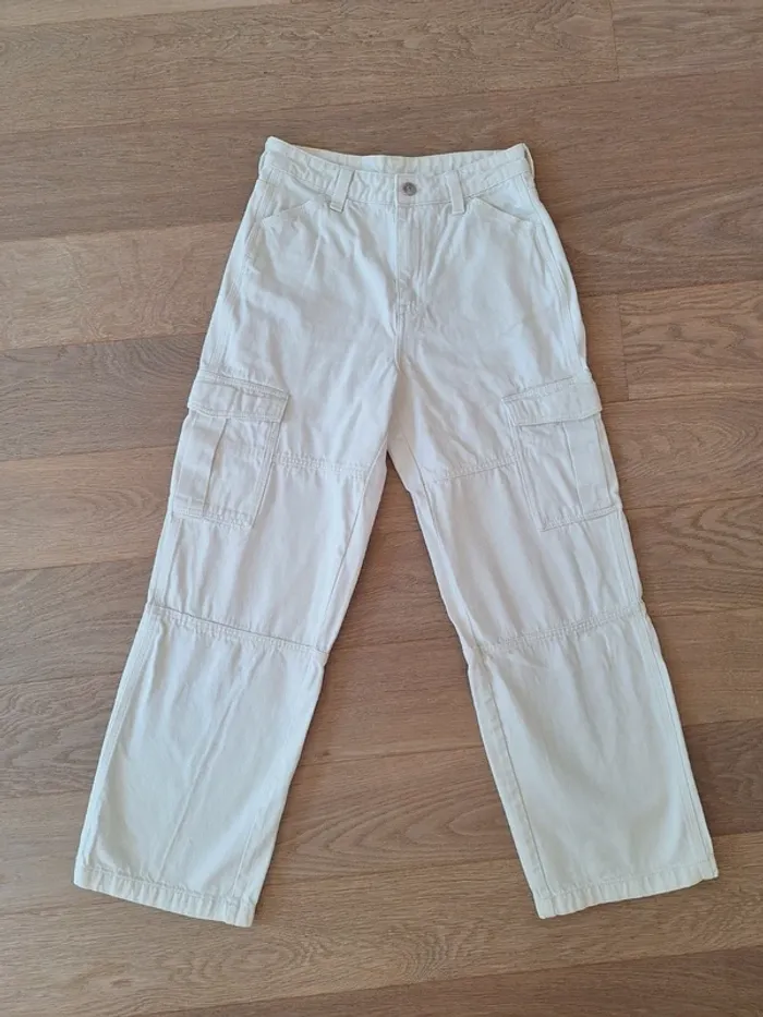 Jean pantalon cargo blanc H&M S 36 - photo numéro 6