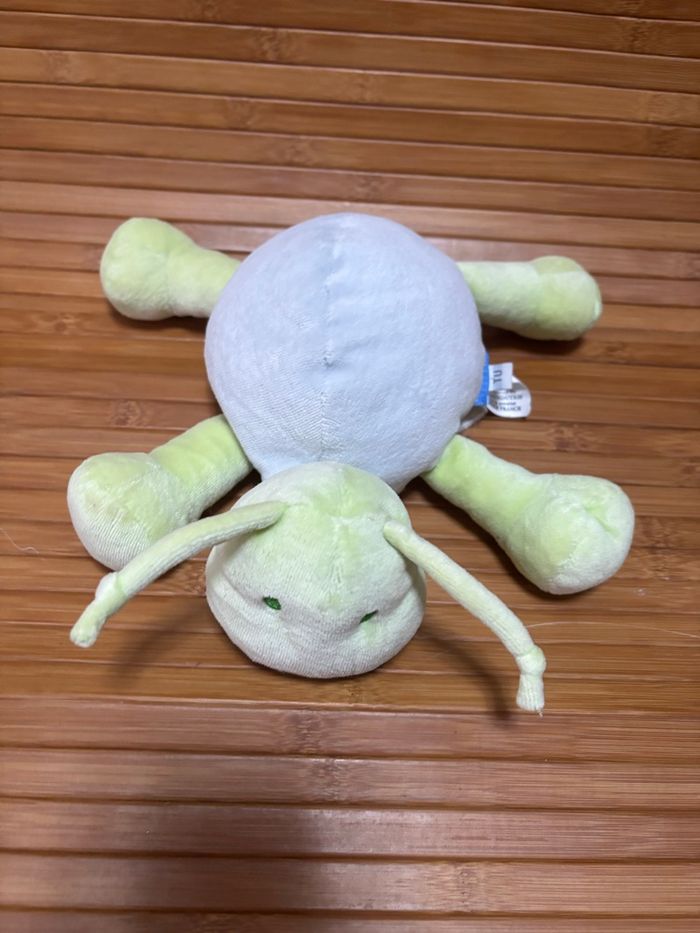 Doudou tortue bleu vert marese