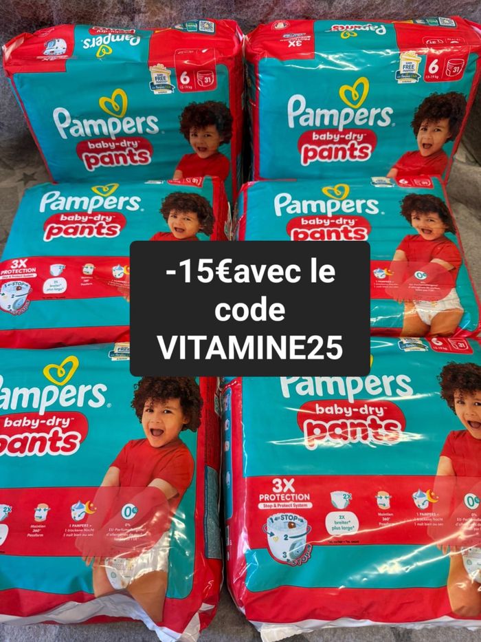 Six pack de couches Pampers taille 6 culottes