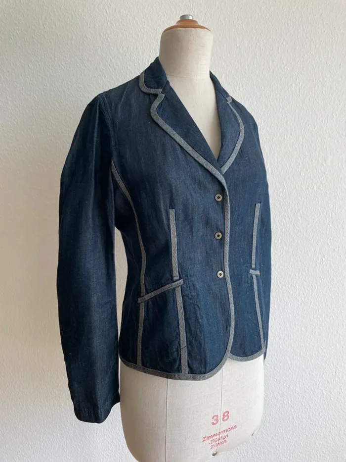 Veste blazer bleu marine Gérard Darel coton-lin