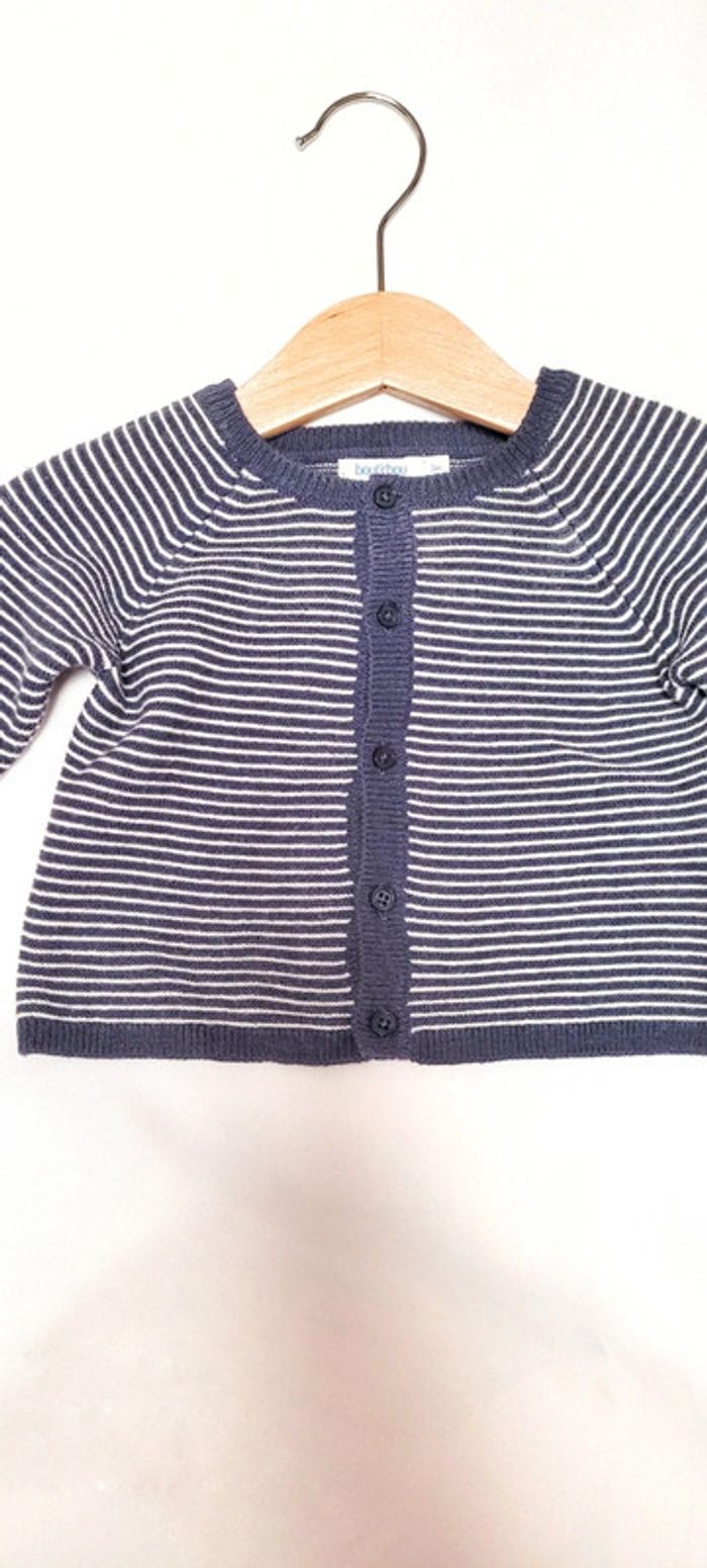 Gilet rayé marine blanc Bout'chou - photo numéro 3